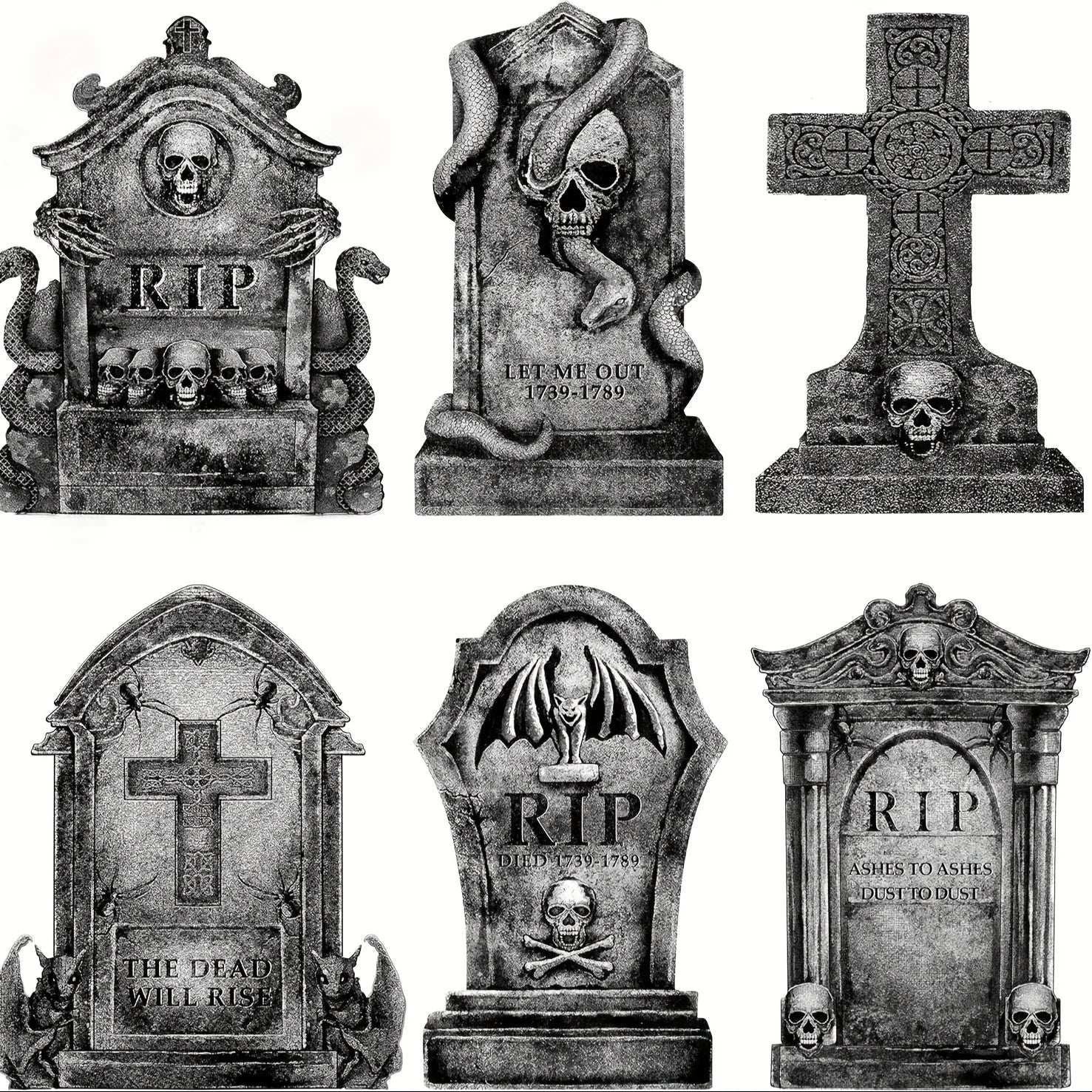 Halloween Decorations Outdoor Graveyard Tombstones Tombstones Halloween Decor Yard Signs with Stakes Realistic Scary Skeleton