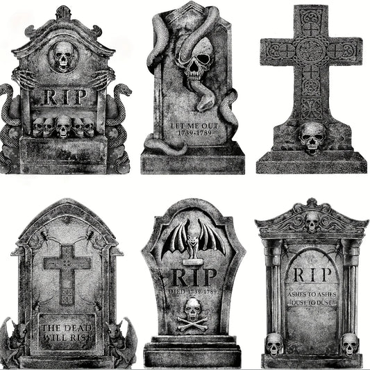 Halloween Decorations Outdoor Graveyard Tombstones Tombstones Halloween Decor Yard Signs with Stakes Realistic Scary Skeleton