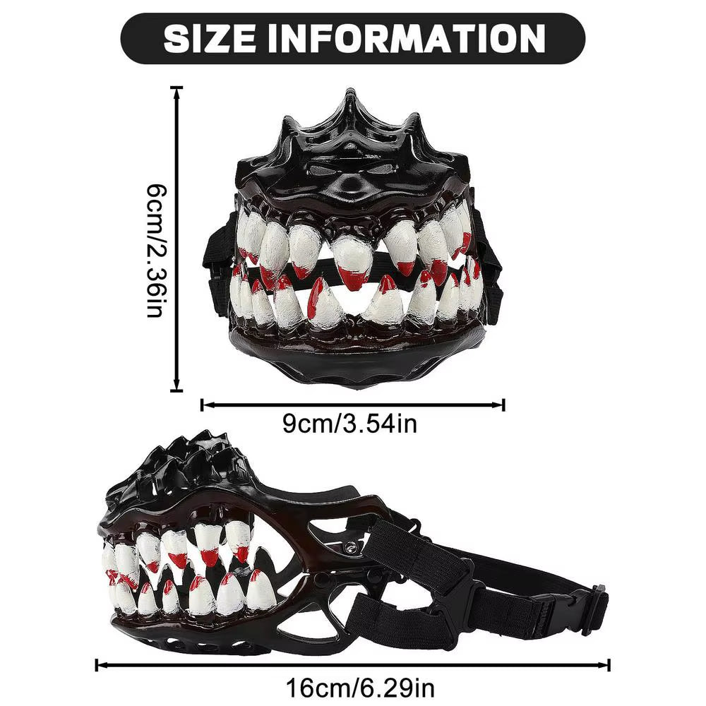 Halloween Dog Muzzle with Teeth Creepy Dog Costume with Large Teeth Spooky Prop for Halloween Adjustable Hilarious Werewolf