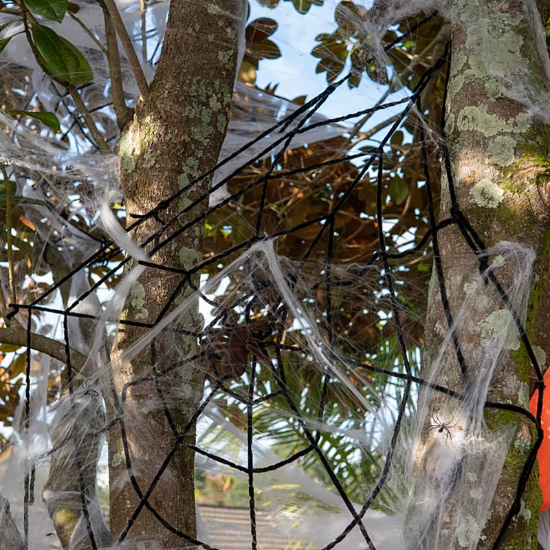 Halloween Decoration Black White Stretchy Spider Web Horror Props Cobweb Halloween Party Home Decor Haunted House Bar Supplies