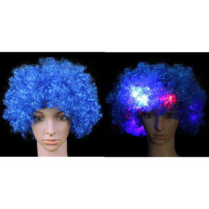 1Pcs LED Explosion Wig Clown Funny Light Curly Fans Circus Cosplay Birthday Rave Costume Glow Party Supplies Wedding Festival