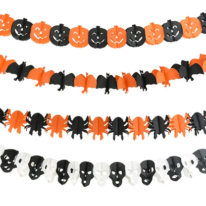 3Meter Halloween Hanging Garland Bunting Bat Pumpkin Ghosts Spider Paper Banner Halloween Party Decorations Horror Props