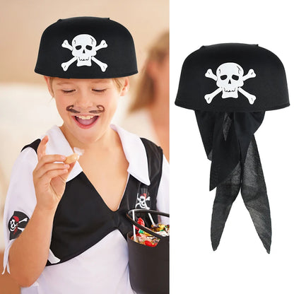 Pirate Captain Cosplay Costume Props Set Kids Halloween Hat Hook Skeleton Eye Patch Pirate Party Halloween Decoration Supplies