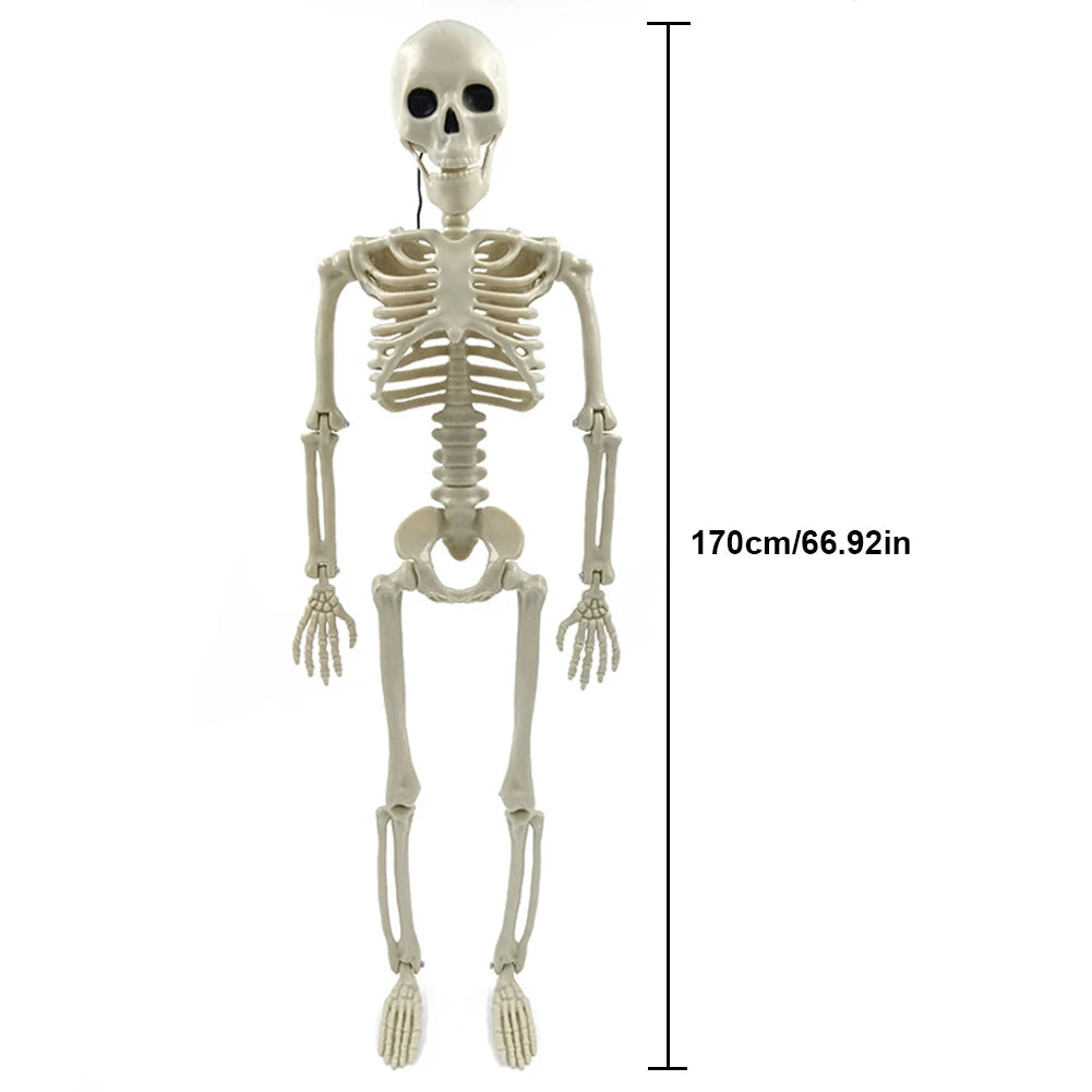 Halloween Horror Skeleton Statue Movable/Posable Joints Scary Skull Ornament Halloween Theme for Yard Garden Patio Haunted House