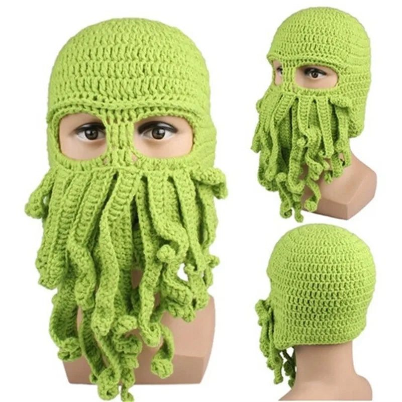 2020 Novelty Funny Party Octopus Beard Hat Unisex Animal Cthulu Crocheted Tentacle Knit Wind Mask Ski Cap Halloween Hats