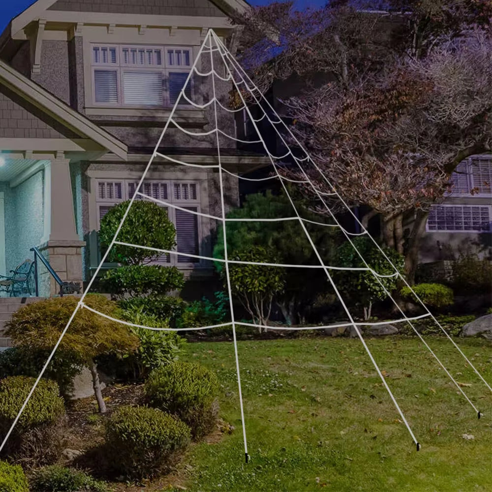 Giant Spider Web Triangular Mega White Stretch Cobweb for Yard Halloween Decorations Outdoor Halloween Spider Decor Supplies