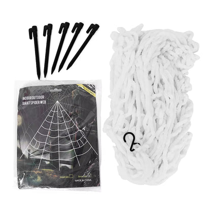 Giant Spider Web Triangular Mega White Stretch Cobweb for Yard Halloween Decorations Outdoor Halloween Spider Decor Supplies