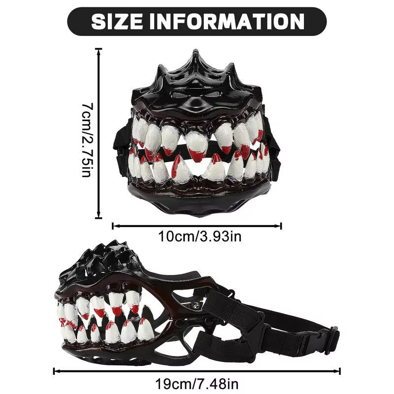 Halloween Dog Muzzle with Teeth Creepy Dog Costume with Large Teeth Spooky Prop for Halloween Adjustable Hilarious Werewolf
