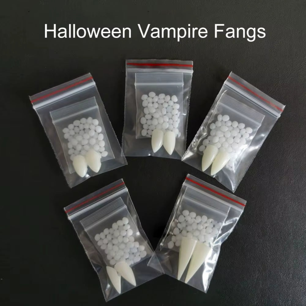Halloween Decoration Vampire Teeth Fangs Dentures Props Party Costume Cosplay Props False Teeth Resin Fangs with Solid Glue