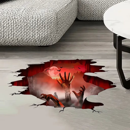 2PCS New Creative Halloween 3D Ghost Hand Cross Border Sticker Terrifying Removable Halloween Mall Decoration Wall