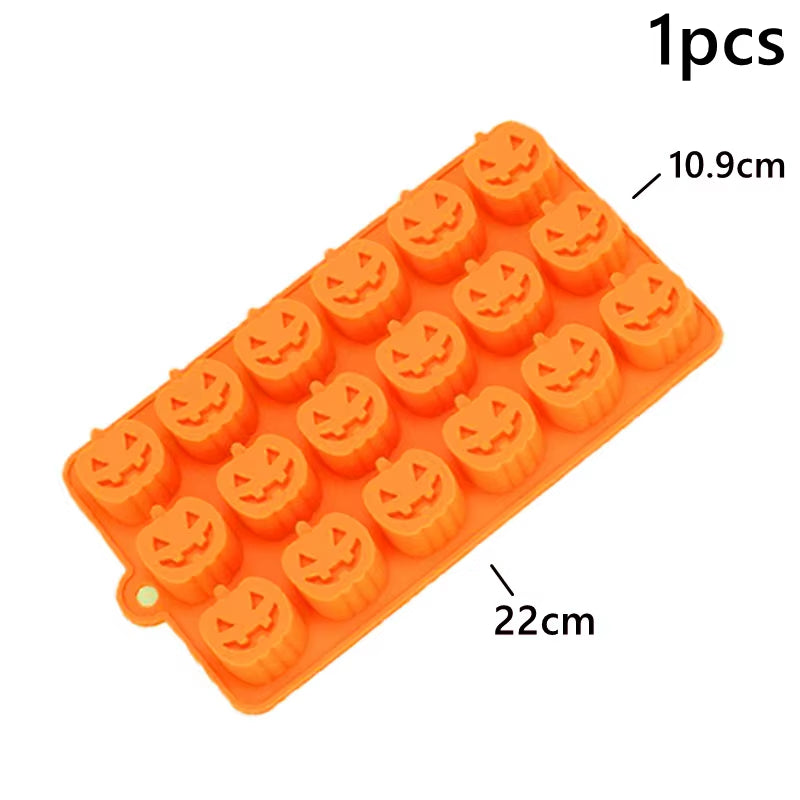 Pumpkin Halloween Silicone Mold for Cake Biscuit Candy Baking Skull Bat Spider Trick or Treat Kid Children Halloween Party Decor