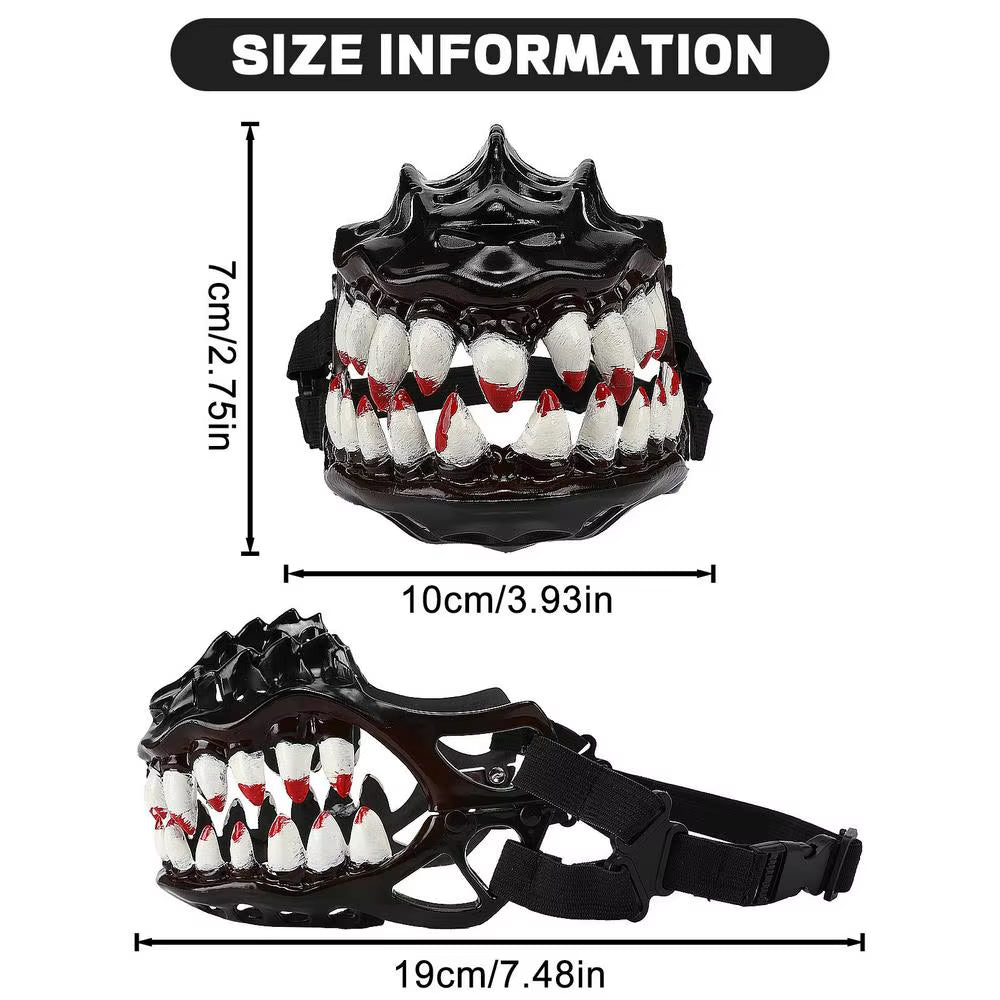 Halloween Dog Muzzle with Teeth Creepy Dog Costume with Large Teeth Spooky Prop for Halloween Adjustable Hilarious Werewolf