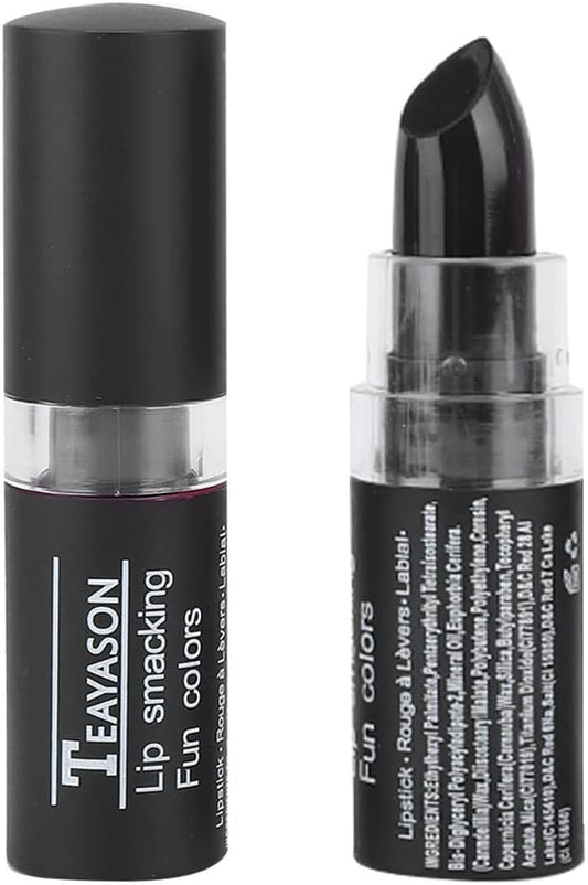 Rossetto Nero, Strumento Cosmetico per Donne Glaze Lunga Durata Trucco Retrò Halloween Lipgloss Vampiro Matte Festa Masquerade Cosplay Nero Opaco Set Rossetto Makeup (04#Nero)