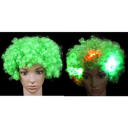 1Pcs LED Explosion Wig Clown Funny Light Curly Fans Circus Cosplay Birthday Rave Costume Glow Party Supplies Wedding Festival