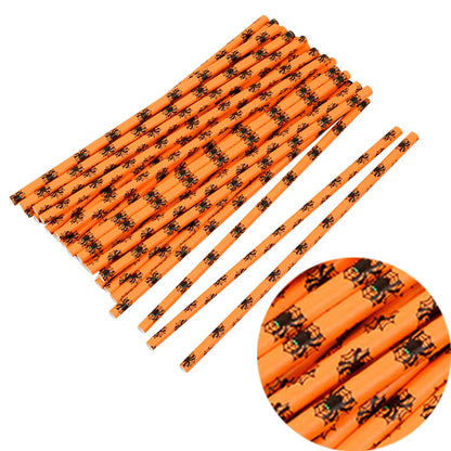 25Pcs Halloween Disposable Party Straws Bat Skull Drinking Straws Holiday Bar Home Party Halloween Decoration