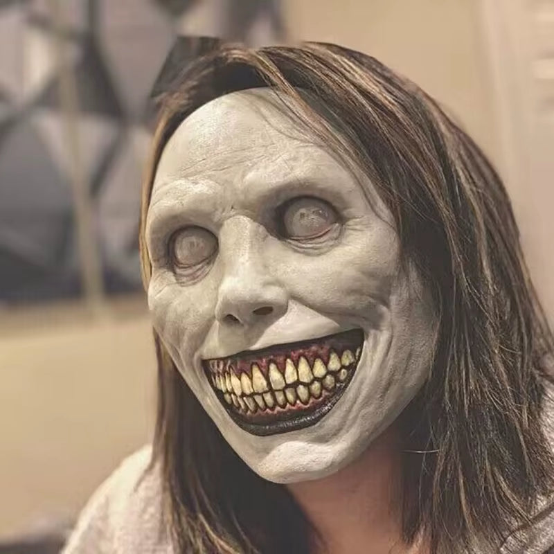 Scary Halloween Mask Smiling Demons Horror Mask Horror White Face Eyes Exorcist Mask Halloween Party Decorations Cosplay Props
