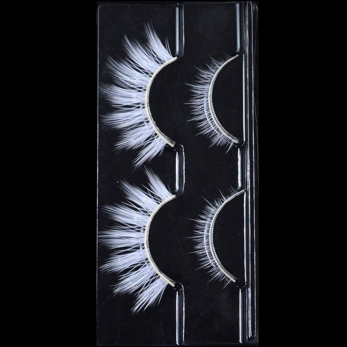 2 Pairs/Cas 3D White Eyelashes Clear Band Snow Color Eye Lashes Cosplay Halloween Manga Lashes Makeup up and Lower Bottom Lashes