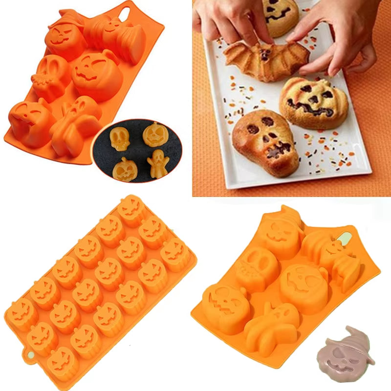 Pumpkin Halloween Silicone Mold for Cake Biscuit Candy Baking Skull Bat Spider Trick or Treat Kid Children Halloween Party Decor