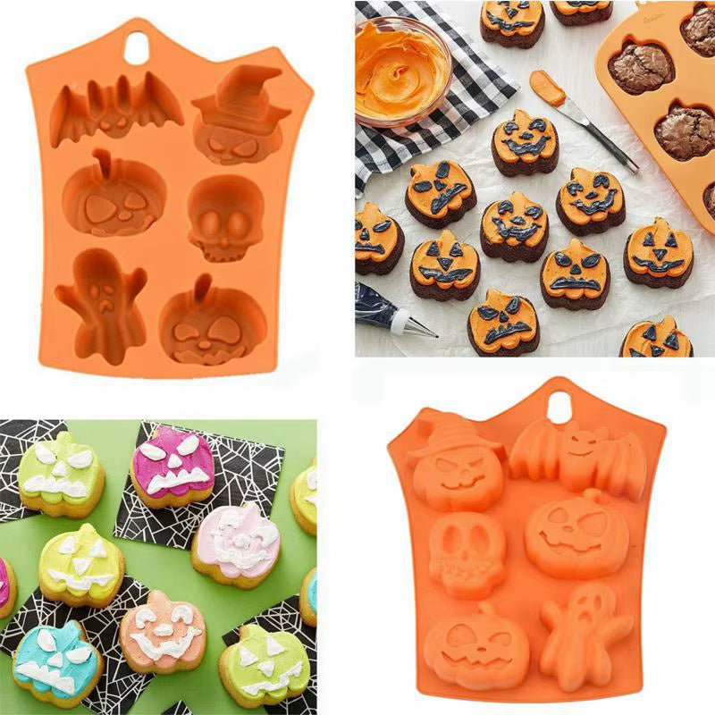 Pumpkin Halloween Silicone Mold for Cake Biscuit Candy Baking Skull Bat Spider Trick or Treat Kid Children Halloween Party Decor